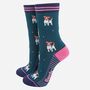 Jack Russell Terriers Dogs Bamboo Socks Women's Green, thumbnail 1 of 4