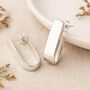 Chunky Sterling Silver Open Rectangle Half Hoop Stud Earrings, thumbnail 1 of 7