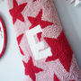 Pink And Red Star Personalised Christmas Stocking, thumbnail 2 of 4