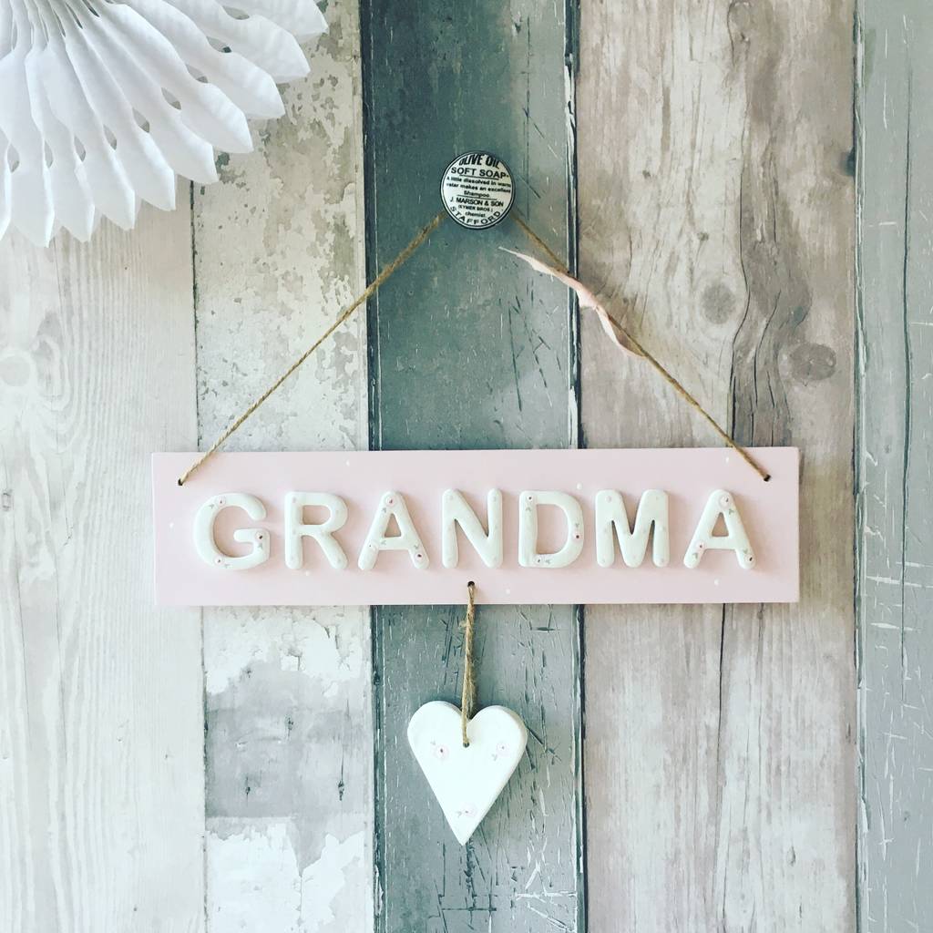 Personalised Grandma Name Sign Door Plaque With Heart, 1 of 2