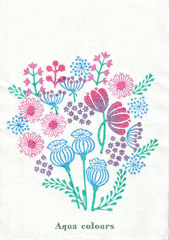 Summertime Floral Wood Block Print Three Colour Options, 5 of 6