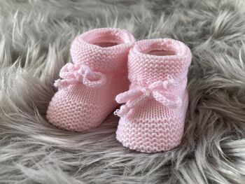 Pink Knitted Baby Booties, 4 of 8