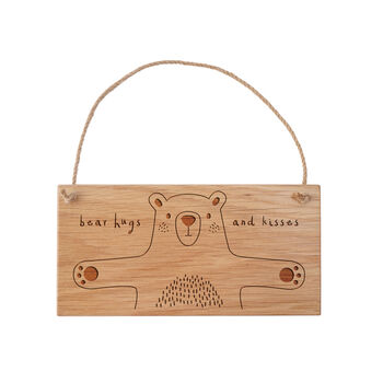 Send With Love 'Bear Hugs And Kisses' Oak Sign, 2 of 2