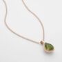 Peridot 18k Rose Gold Plated Pear Drop Necklace, thumbnail 3 of 5