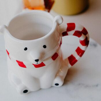 Polar Bear Ceramic Candy Cane Xl Mug, 4 of 4