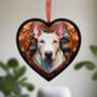 English Bull Terrier Stained Glass Effect Heart Suncatcher, thumbnail 2 of 5