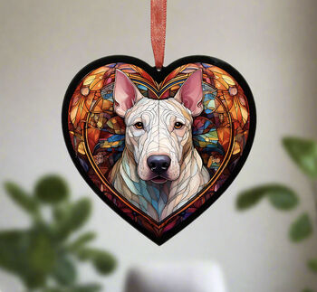 English Bull Terrier Stained Glass Effect Heart Suncatcher, 2 of 5