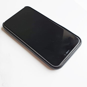 Black Faux Leather Personalised Embossed Phone Case, 4 of 11