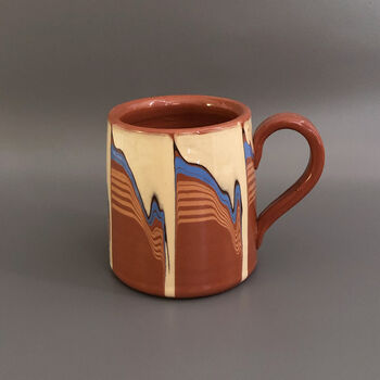 Large Stoneware Mug Tankard In Blue And Beige, 2 of 4