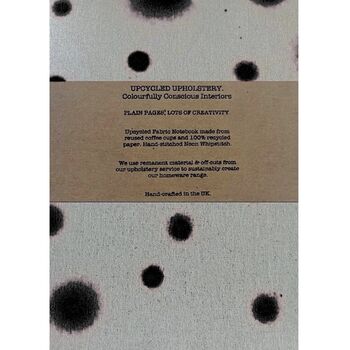 Upcycled A5 Notebook Using Reused Coffee Cups And Linen Polka Dot Print, 5 of 8