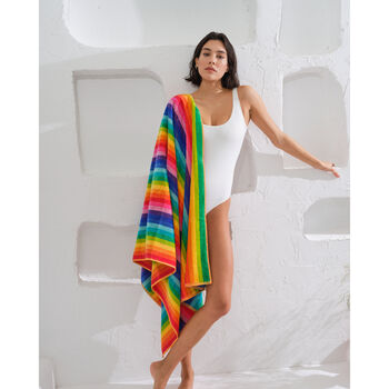 Beach Towel Multicolour Bright Rainbow, 3 of 7