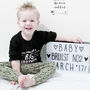 Monochrome New Sibling Announcement T Shirt, thumbnail 2 of 7