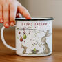 Personalised Easter Enamel Mug With Cute Rabbits, Festive Holiday Gift For Family And Friends, thumbnail 3 of 5