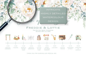 Wedding Order Of The Day Pastel Green And White Florals, 2 of 10
