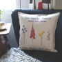 Personalised Watercolour Flowers Family Cushion, thumbnail 3 of 5