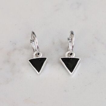 'The Triangle' Black Onyx Sterling Silver Earrings, 3 of 5