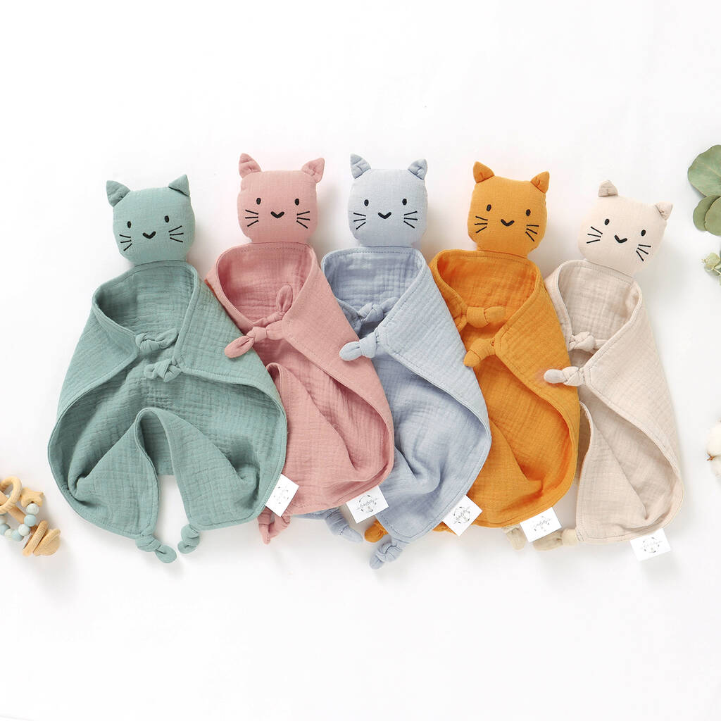 Cat Organic Cotton Muslin Baby Comforter Blanket, 1 of 6