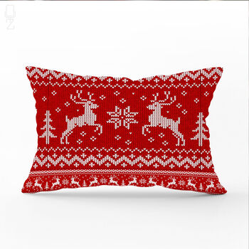 Reindeer Knitted Effect Print Christmas Chenille Cushion, 6 of 11
