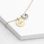 Personalised Gold Birthstone Crystal And Disc Necklace, thumbnail 8 of 12