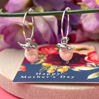 Sterling Silver Mini Robin And Pearl Hoop Earrings, 6 of 7