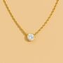 Bezel Set Round Brilliant Cut Diamond Necklace On Solid Gold, thumbnail 1 of 4