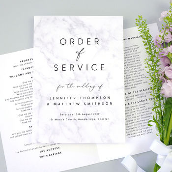 Monochrome Marble Wedding Order Of Service Booklet By Project Pretty