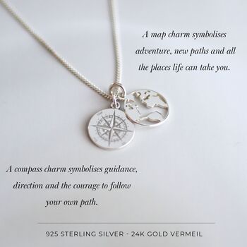 Courage Map And Compass Necklace – Travel Gift For Strength And New Beginnings, 2 of 10