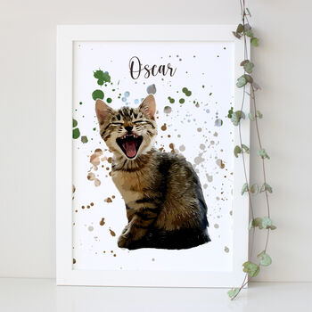 Personalised Pet Cat Portrait Print Gift, 4 of 6