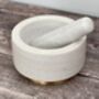 White Marble With Gold Mortar And Pestle, thumbnail 2 of 3