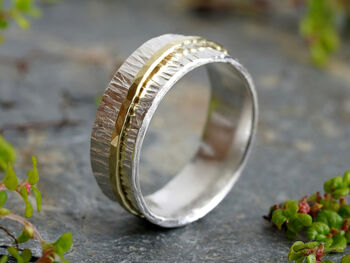 Wedding Band In 18ct Yellow Gold And Sterling Silver, 2 of 6