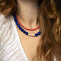 Lapis Lazuli And Red Stripe Bead Necklace Set Of Two, thumbnail 2 of 4
