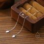 Sterling Silver Moonstone Oval Threader Earrings, thumbnail 5 of 11