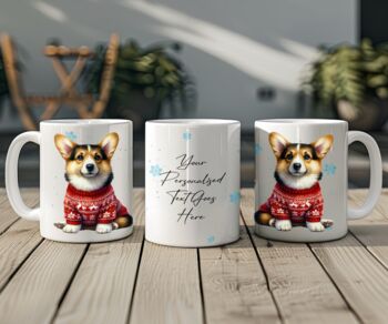 Personalised Corgi In Christmas Jumper Mug, 2 of 2