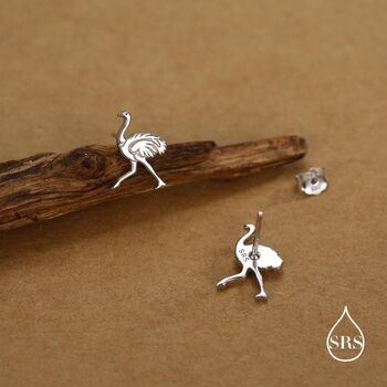 Sterling Silver Ostrich Stud Earrings, 4 of 12