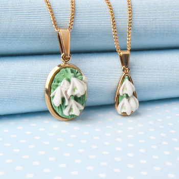 Hand Painted Snowdrop Pendant Necklace, 2 of 7
