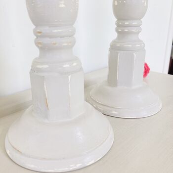 Pair Of Large Vintage Painted Pillar Candlesticks ~ 24, 7 of 8