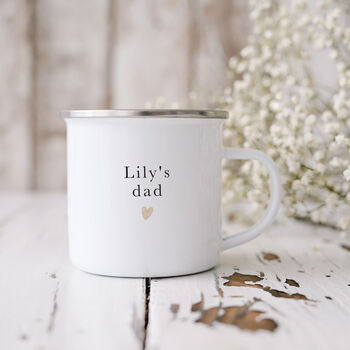 Daddy Enamel Mug From Baby With Name, 2 of 5