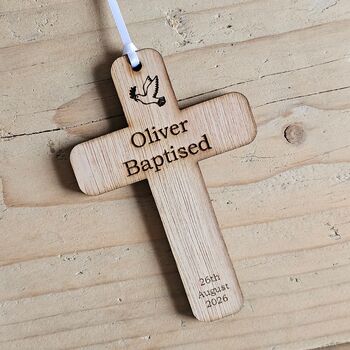 Personalised Baptism Cross Hanging Decoration Card, 3 of 4