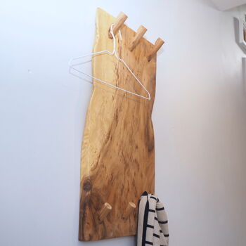 Natural Wood Wall Clothes Rack, 2 of 4