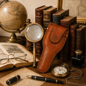 Bronze 30 Cm Magnifying Glass With Premium Leather Case, 4 of 12