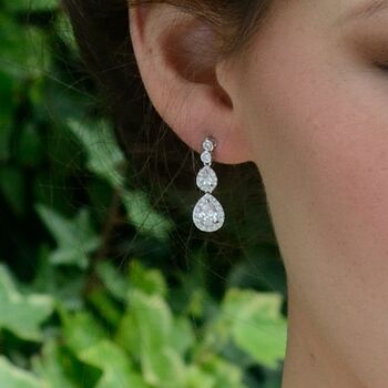 Double Pear Shaped Crystal Earrings, 2 of 3