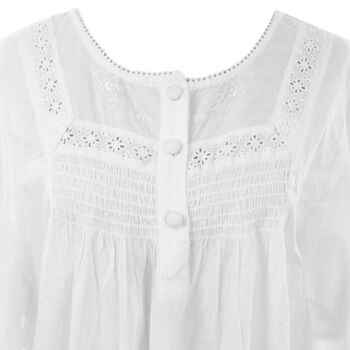 Ladies White Smocked Nightdress 'Serenity', 5 of 5