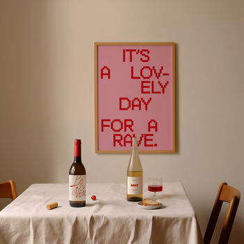 Day For A Rave Print | Typographic Poster | Wall Art | Aesthetic | Y2 K | Trendy | Club | Raving | Music |, 2 of 9