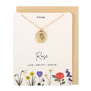 June Rose Birth Flower Necklace Card, 2 of 4