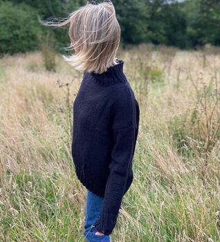 The Coco Wool And Organic Cotton Sweater In Black, 3 of 4