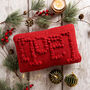 Christmas Noel Cushion Easy Knitting Kit, thumbnail 1 of 7