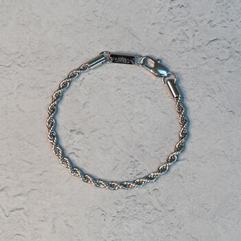 Rope 4mm Men's Bracelet | Silver Stainless Steel / Rhodium Coating, 2 of 4