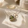 Mini Heart Silver Peridot August Birthstone Necklace, thumbnail 1 of 3