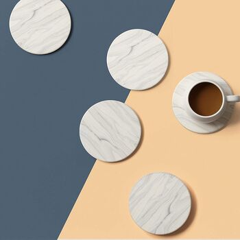 Set Of Six White Grey Marble Style Ceramic Coasters, 2 of 4