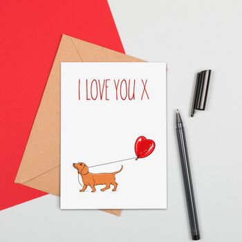 Large Size I Love You Dog With Balloon Card, 2 of 2